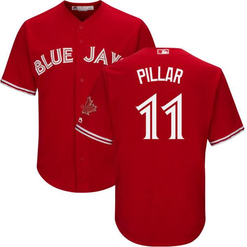 Blue Jays #11 Kevin Pillar Red New Cool Base Canada Day Stitched MLB Jersey